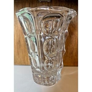 Vintage MCM Large Crystal Vase Holland  Thumbprint  Maastricht Clear